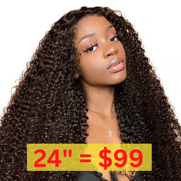 Clearance Sale Sunber Dark Brown Color Kinky Curly Glueless Wigs Human Hair Wigs 180% Density Flash Sale