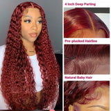 Clearance Sale Jerry Curly Burgundy 99J Lace Wig Red Human Hair Wigs Flash Sale