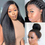 Sunber 4C Hairline Kinky Straight Lace Wig 13X4 Lace Front Human Hair Wigs Yaki Straight Wigs With Baby Hair Huge Sale