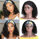 Sunber Short BOB Headband Wigs Water Wave Best Human Hair Wigs Glueless Scarf Wigs