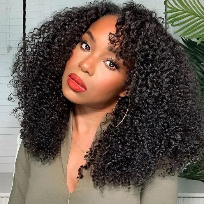 Sunber $100 Off Kinky Curly V Part Wig No Glue No Leave Out Human Hair Wigs