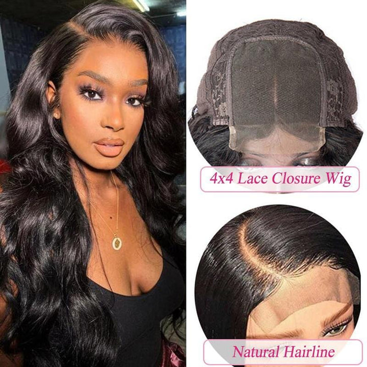 Sunber Body Wave 4*4 Lace Closure Wig Affordable 180% Density Wig