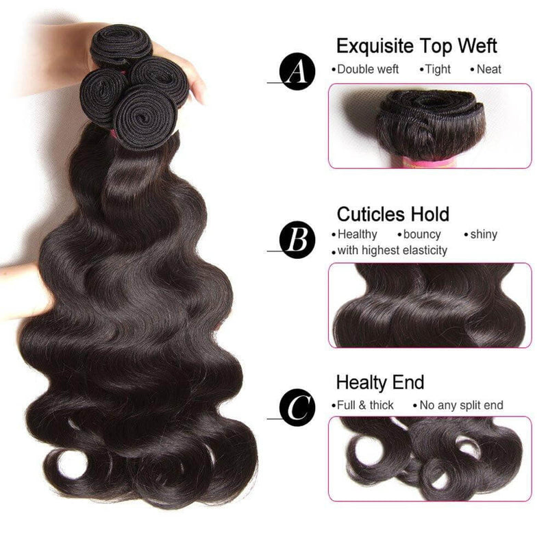 Peruvian Hair Body Wave Hair Bundles 3pcs/pack, 100% Peruvian Human Hair Bundles - Sunberhair