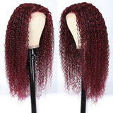 $100 Off Sunber Jerry Curly 99J Red Burgundy Lace Closure Wig Lace Front Human Hair Wigs