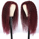 Clearance Sale Jerry Curly Burgundy 99J Lace Wig Red Human Hair Wigs Flash Sale