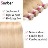 Sunber Hair Blonde 613 Hair Weave 3 Bundles Straight Hair Virgin Human Hair Weft
