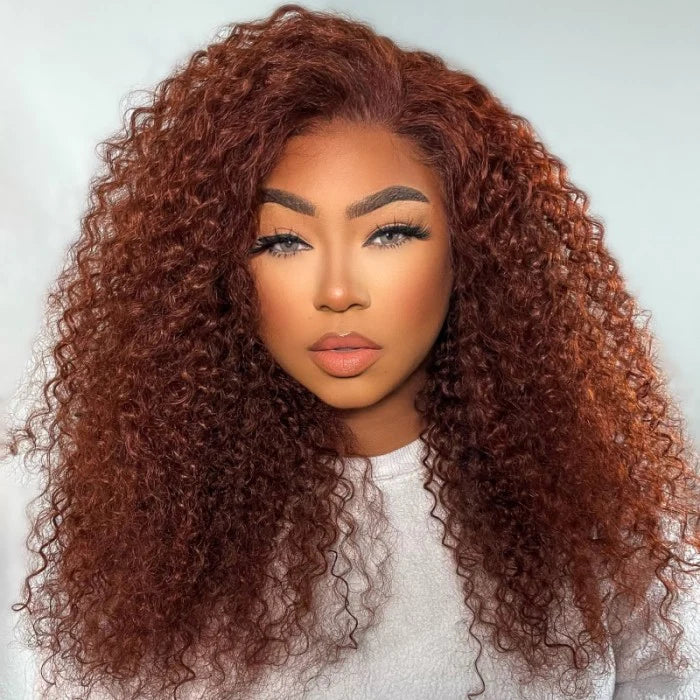 $100 Off Sunber Full Curly 13x4 Lace Front Wigs 7*5 Bye Bye Knots Grab And Go Reddish Brown Color Human Hair