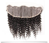 Indian Curly Hair Lace Frontal with 3 Bundles, 100% Virgin Human Hair Extensions Wefts - Sunberhair