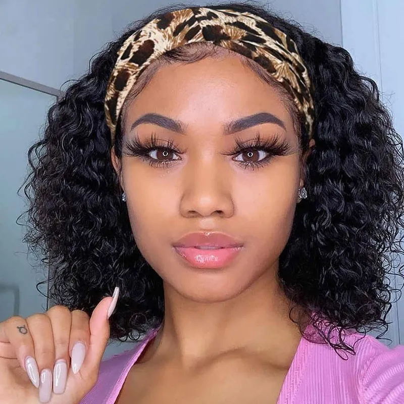 Sunber Headband Bob Wigs Water Wave Glueless Human Hair Wigs 150% Density Easy Wear & Go Wigs