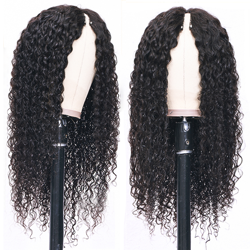 BOGO Sunber Jerry Curly V Part Wig Meets Real Scalp U Part Glueless Wigs Virgin Human Hair 150% Density