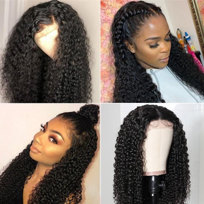 Sunber Jerry Curly  4 By 4 Lace Closure Human Hair Wigs 180% Density For Women