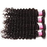 Peruvian Deep Wave Hair 3 Bundles With  4"*4" Lace Closure, Free Part, 100%  Human Hair - Sunberhair