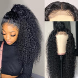 Sunber Jerry Curly  4 By 4 Lace Closure Human Hair Wigs 180% Density For Women