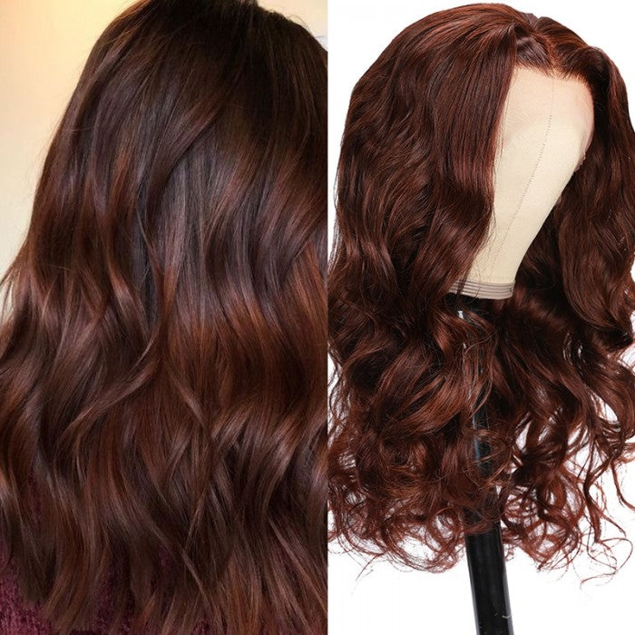 Extra 60% Off |Sunber Reddish Brown Body Wave 13*4 Lace Front Wigs Pre-Plucked With Babyhair