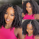 Sunber Kinky Curly V Part Wigs No Leave Out Natural Scalp Protective Upgrade U part Human Hair Wigs