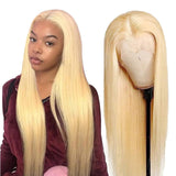 Sunber Hair 613 Blonde Color Lace Frontal Wigs Pre Plucked Straight Human Hair Wigs Virgin Human Hair Wig 150% Density