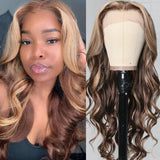 Sunber $100 Off Body Wave Honey Blonde Highlights Lace Frontal Wigs Supernatural and Realistic
