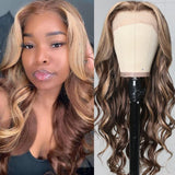 【20“=$99】Flash Sale Sunber 13 By 4  Lace Frontal Wigs Body Wave Blonde Highlight Wigs Supernatural and Realistic