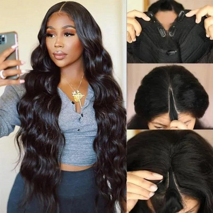 Sunber Small Head Friendly Body Wave New V Part Wigs No Leave Out Glueless Upgrade U Part Wigs