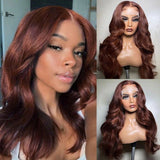 Sunber Reddish Brown Wet And Wavy 13*4 Lace Front Wigs Water Wave Pre-Plucked Human Hair Wigs Flash Sale
