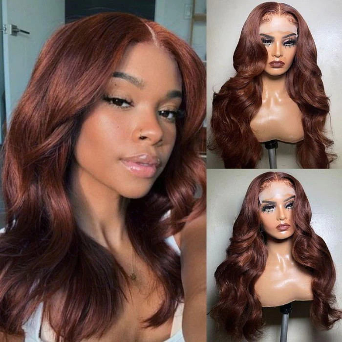 Sunber Reddish Brown Wet And Wavy 13*4 Lace Front Wigs Water Wave Pre-Plucked Human Hair Wigs Flash Sale