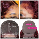 BOGO Sunber Jerry Curly 99J Red Burgundy Lace Closure Wig 180% Density Lace Front Human Hair Wigs
