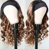 Flash Sale Sunber Ombre Blonde Highlight Body Wave Headband Wig Dark Roots Glueless Wear and Go Headband Wig