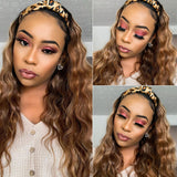 Flash Sale Sunber Ombre Blonde Highlight Body Wave Headband Wig Dark Roots Glueless Wear and Go Headband Wig