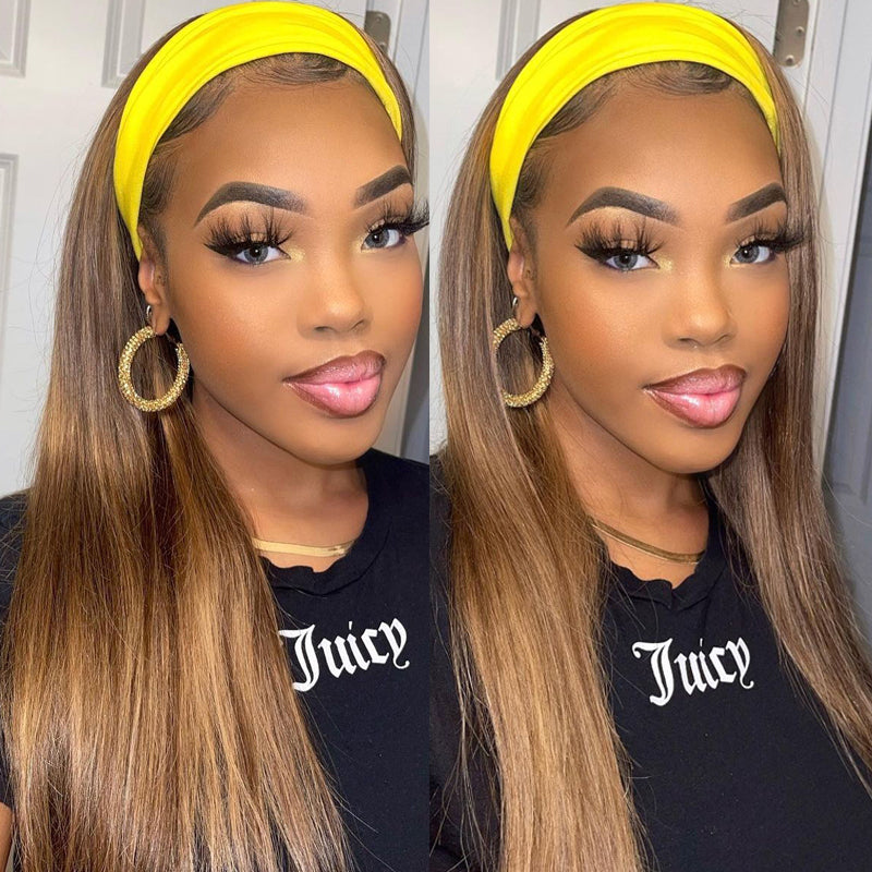 Flash Sale Highlight Blonde Piano Color Straight Headband Wigs 150% Density Glueless 100% Human Hair Wigs