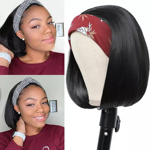 Sunber Short Straight Headband Bob Wigs Easy Wear & Go Glueless Virgin Human Hair Wigs