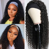 Sunber Jerry Curly Scarf Wigs 100% Human Hair Wig No Glue No Sew In Headband Wig for Women