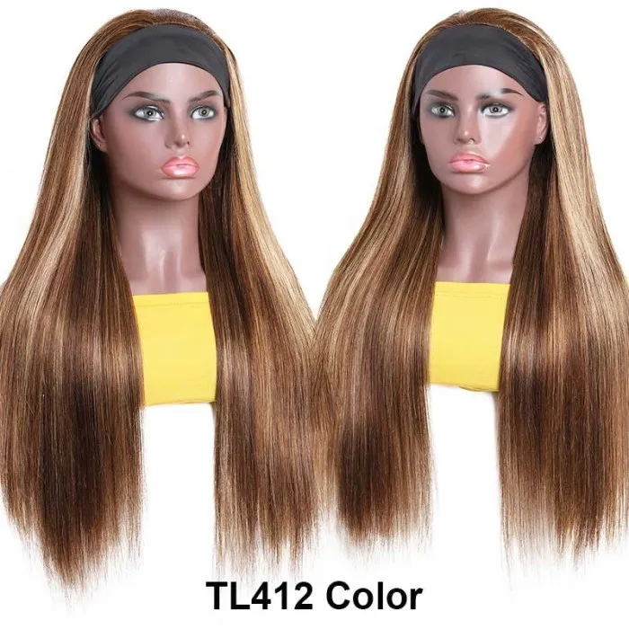 Flash Sale Highlight Blonde Piano Color Straight Headband Wigs 150% Density Glueless 100% Human Hair Wigs