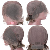 Sunber Short Hair Highlights Colour Free Part 13x4 Lace Front Bob Wigs 150% Density