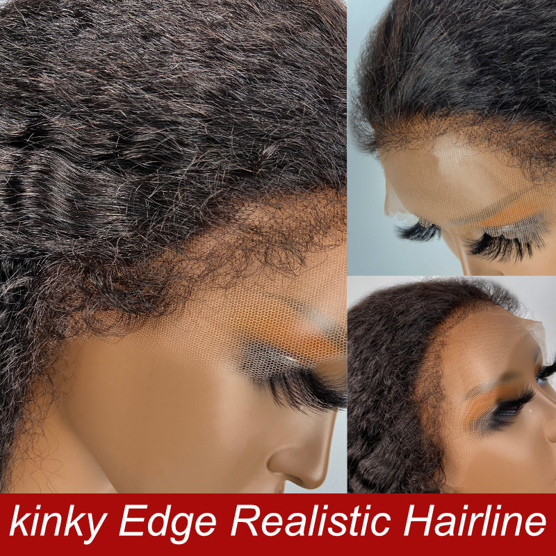 Sunber 4C Hairline Kinky Straight Lace Wig 13X4 Lace Front Human Hair Wigs Yaki Straight Wigs With Baby Hair Huge Sale
