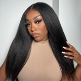 Sunber Kinky Edge Kinky Straight 13X4 Lace Front Human Hair Wigs And Lace Part Yaki Straight Wigs Instagram Special Offer
