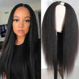 Buy 1 Get 1 Free Buy Kinky Straight  U Part Wig Get Long Free Human Hair Weave 1 Bundle Flash Sale
