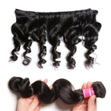 Brazilian Virgin Loose Wave Hair 3 Bundles with 4*4 Lace Closure, 100% 7A Virgin Hair Bundles - Sunberhair
