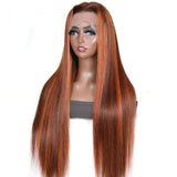 Sunber Mix Ginger And Copper Red Straight Human Hair Wigs Ombre Lace Front Wig