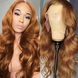 Sunber Trendiest Highlight Ginger Brown 8# Color Hand Skin Melt Lace Front Wig Virgin Human Hair Wigs