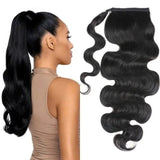 Sunber High Ponytail With Clip In Wrap-around Body Wave Ponytail Extension Human Hair