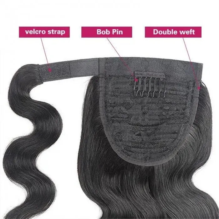 Sunber High Ponytail With Clip In Wrap-around Body Wave Ponytail Extension Human Hair