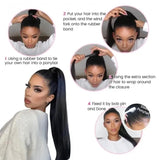 Sunber Silky Straight Ponytail Clip In Hair Extensions Human Hair