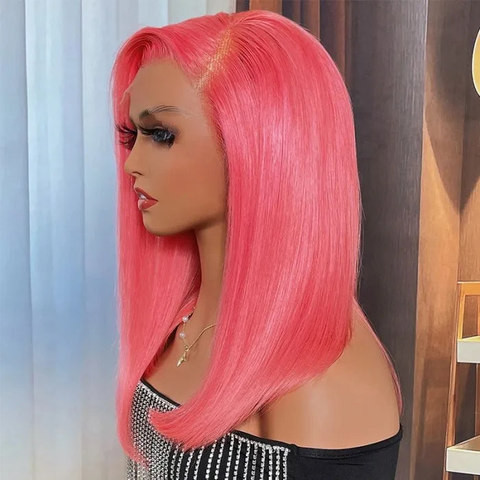 Sunber Candy Luxe Short Pink 13x4 Lace Front Shoulder Length Bob Wig Flash Sale