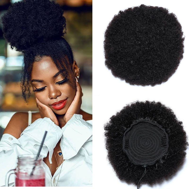 Sunber 9A Afro Kinky Curly Puff For Woman Brazilian Human Hair ponytail  With Adjustable Band And Clips