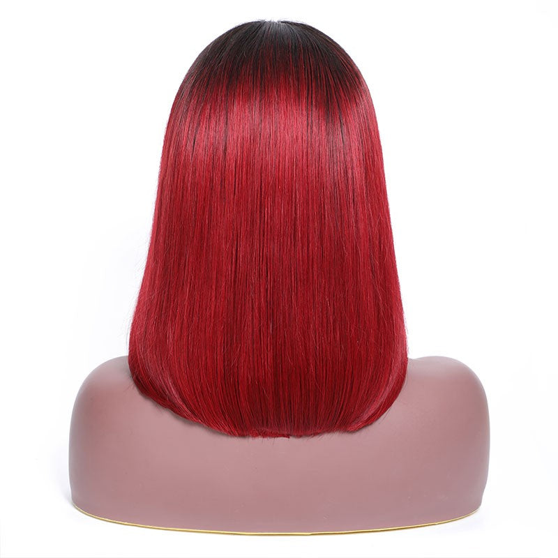 9A Grade Lace Front Wigs Colored Ombre 1B/99J Human Hair Wigs Straight Bob Wig
