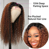 Sunber Balayage Highlight Long Curly 4x4 Lace Front Wigs Dark Roots Human Hair Wig Flash Sale