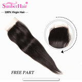4*4 Lace Closures Straight Hair, Peruvian/Malaysian/Brazilian Hair, Three/Middle/Free Part Closure - Sunberhair
