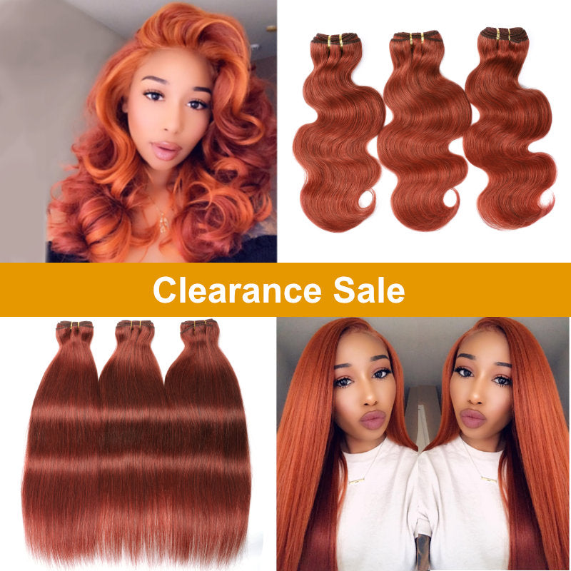 Flash Sale Sunber #33 Auburn Brown Straight/Body Wave Hair Bundles 3 Pcs Human Hair Weave For Clearance Sale