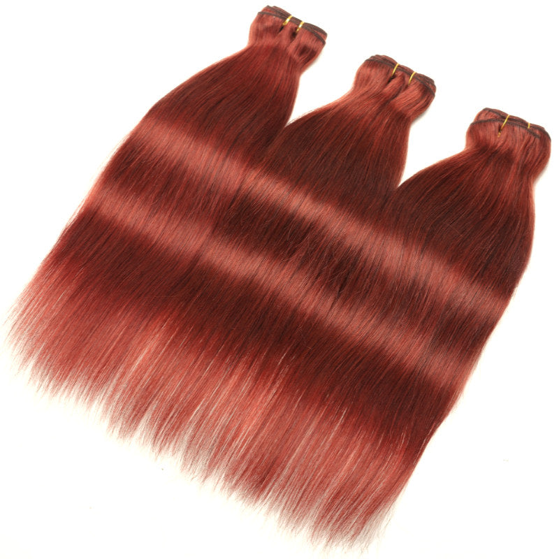 Flash Sale Sunber #33 Auburn Brown Straight Hair Bundles 3 Pcs Human Hair Weave For Clearance Sale-side show