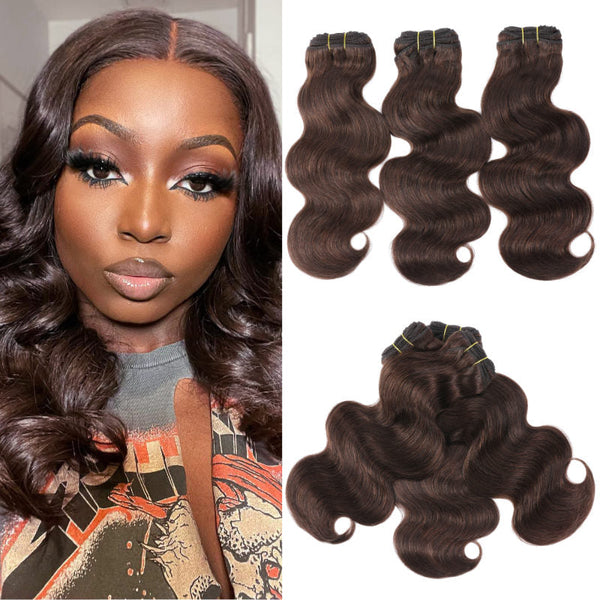 Flash Sale Sunber Chocolate Brown Body Wave Hair Bundles #4 Human Hair Weave 3 Pcs For Clearance Sale